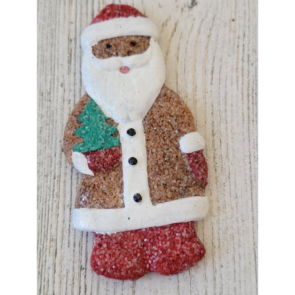 Glitter‎ Santa Claus pine tree AS IS ornament Xmas decor